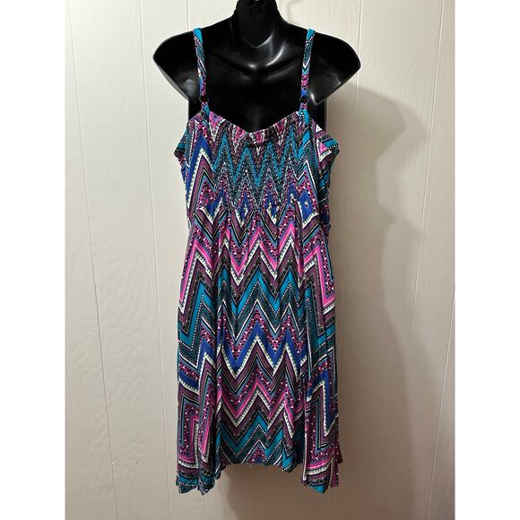 Torrid Size 2 Purple Multi Color Boho Aztec Hippie Midi Dress Adjustable Straps - Picture 4 of 8